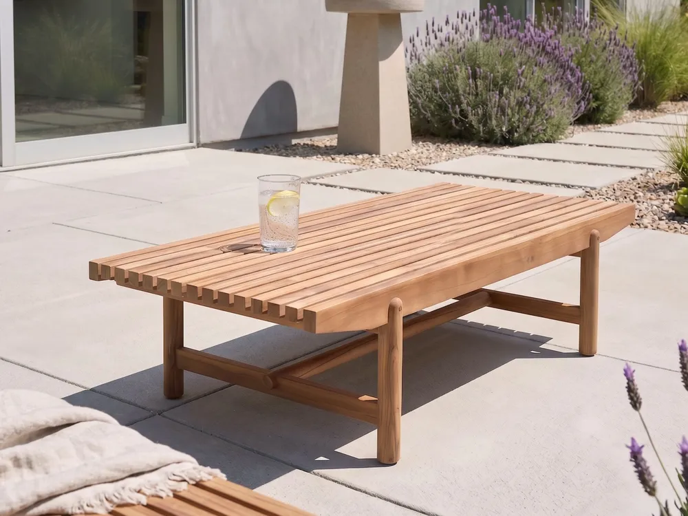 Garden Coffee Table GIAVENO 145 cm 79 cm Acacia Wood Brown_959874