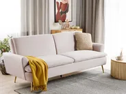 Divano letto 3 posti VETTRE Velluto Beige chiaro_880937