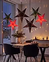 Conjunto de 2 decoraciones colgantes LED MOTTI 45 cm Estrella Negro