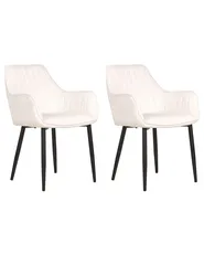 Set of 2 Dining Chairs WELLSTON Velvet Off-White_901866