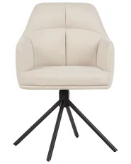 Set of 2 Dining Chairs Swivel MIRA Fabric Beige_945312