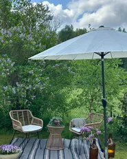 Bistro Set with Cushions TRESTINA PE Rattan Light Brown_871202