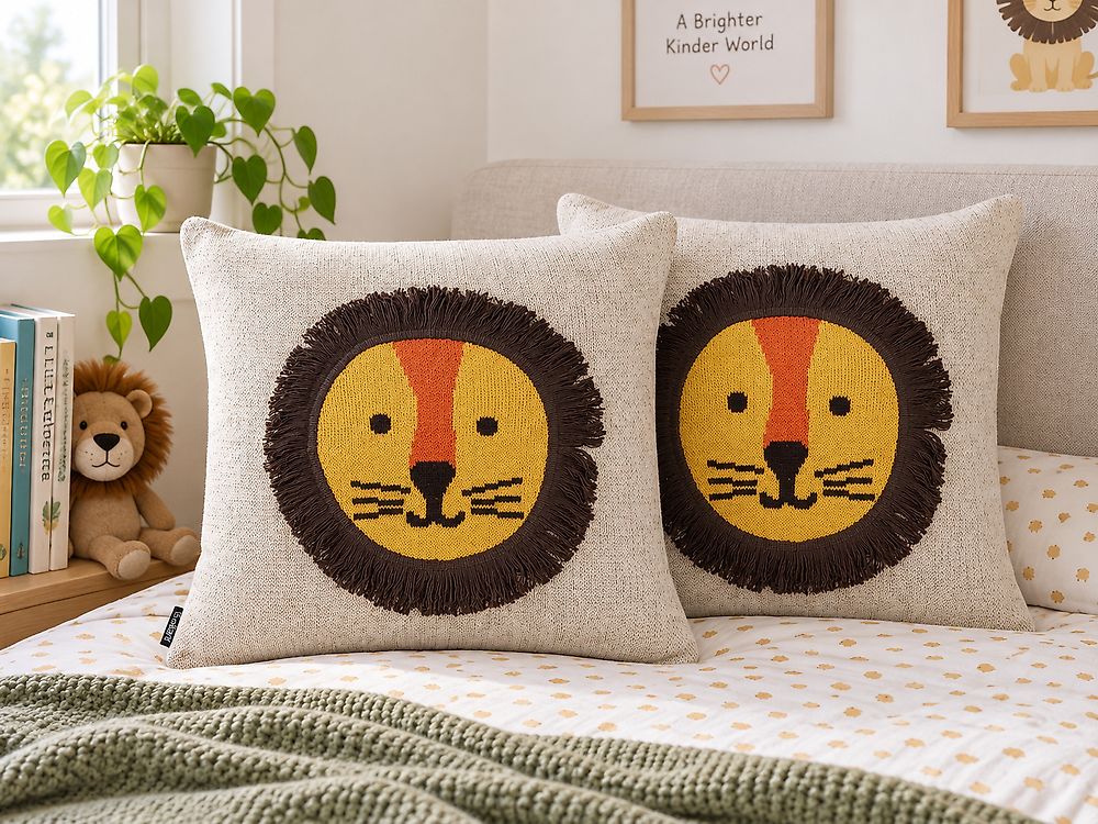 Dekokissen 2er Set SARANGAR 45 x 45 cm Baumwolle Beige