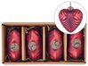 Set of 4 Glass Heart Baubles Red FERIABLE_899353