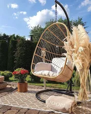 Hanging Chair with Stand CASOLI PE Rattan Natural_771058