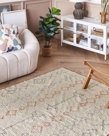 Cotton Area Rug 160 x 230 cm Beige DISPUR