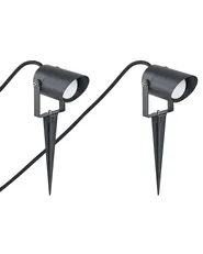 Set di 2 faretti da esterno con picchetto LUSSA LED Nero_1103855