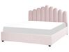 Zamatová posteľ s úložným priestorom 180 x 200 cm ružová VINCENNES_837346