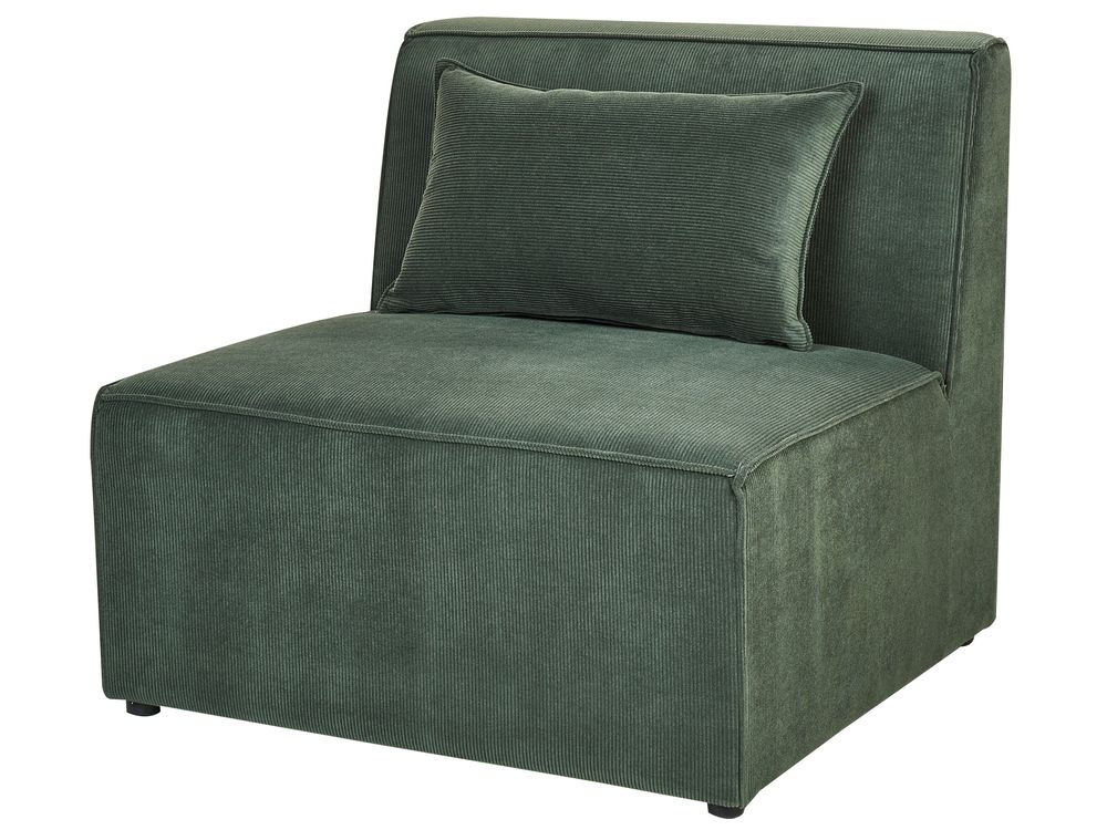 Right Hand 5 Seater Modular Jumbo Cord Corner Sofa with Ottoman Dark Green LEMVIG Beliani