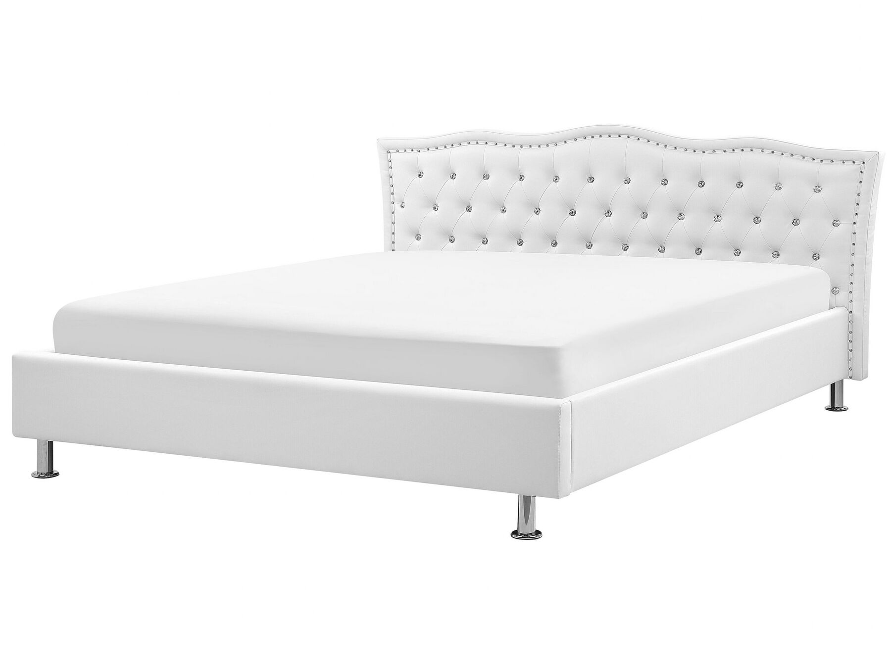 Bílá kožená postel Chesterfield 180x200 cm METZ_749211