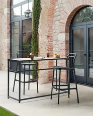 Set of 2 Garden Bar Chairs PORANO Black_1000476