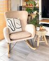 Poltrona a dondolo velluto beige legno chiaro e nero ELLAN_885413