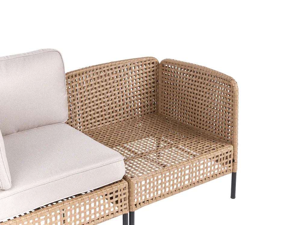 Garden Sofa with Table 2 Seater OMEGANA PE Rattan Light Beige_1040866