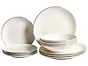 Set of 12 Dinnerware CUMIN Porcelain Off-White/ Gold