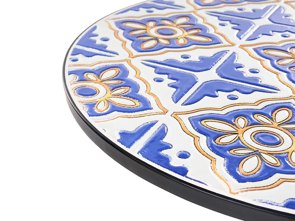 Masă de grădină SIPONTO 60 cm 60 cm Metal Alb/Albastru_1155818
