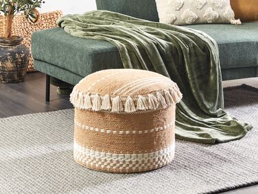 Jute Woven Pouffe Beige SARSAR