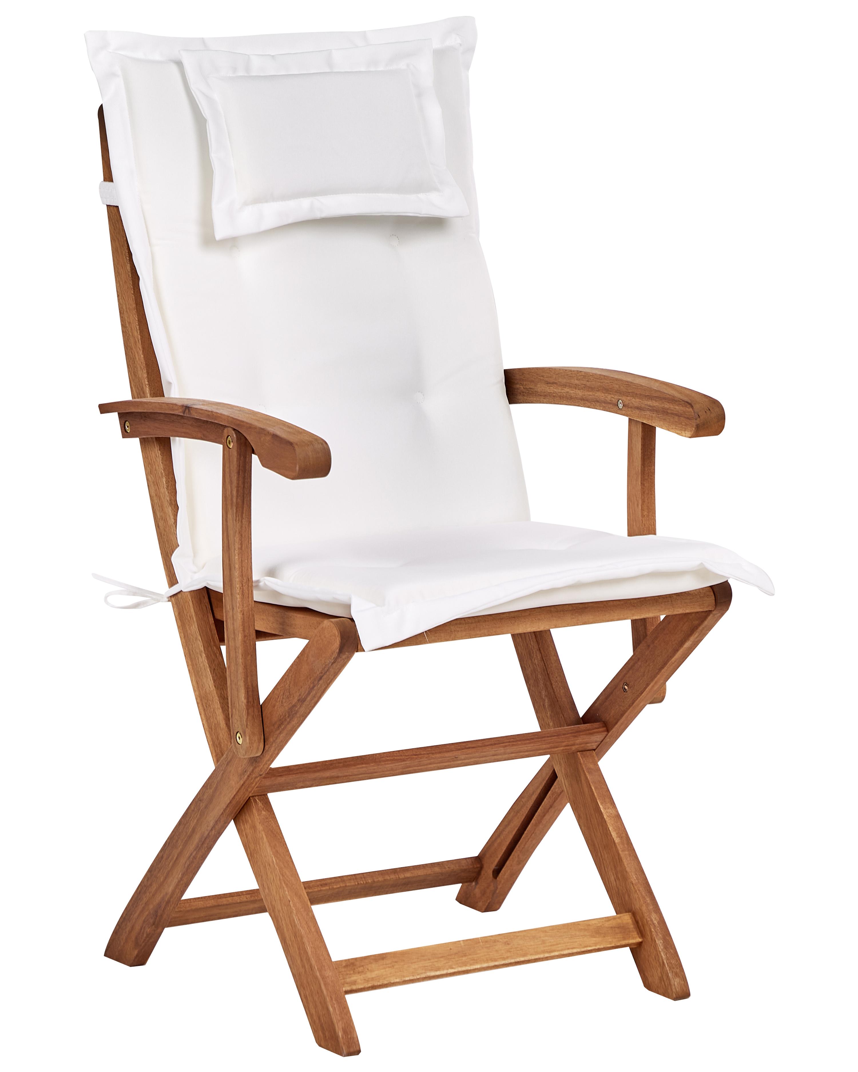 Set of 2 Garden Dining Chairs with Off-White Cushions MAUI II_926473