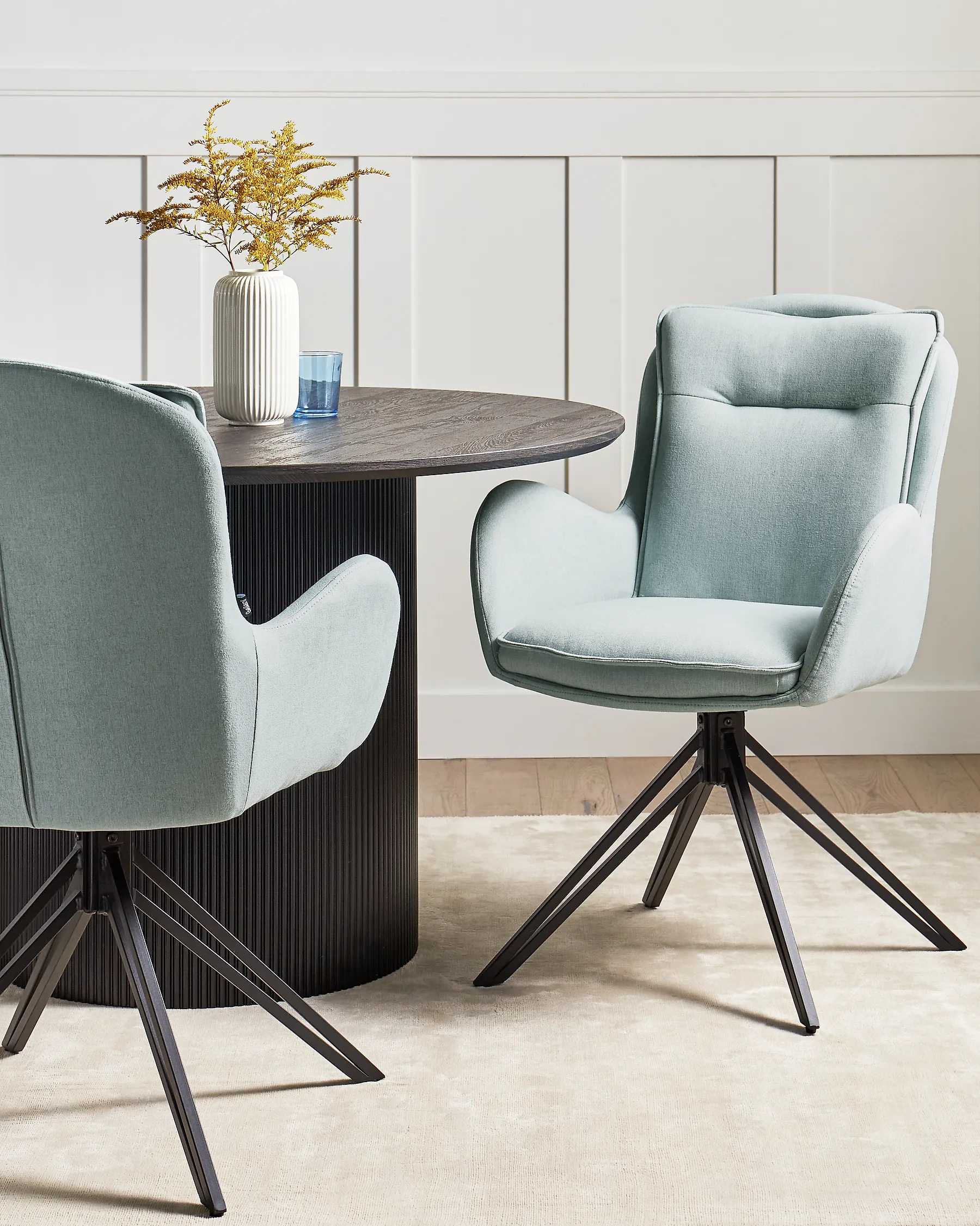 Set of 2 Dining Chairs Swivel AVELAR Fabric Light Blue_945002