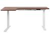 Rohový elektricky nastavitelný psací stůl levostranný 160 x 110 cm tmavé dřevo/bílý DESTIN II_795519