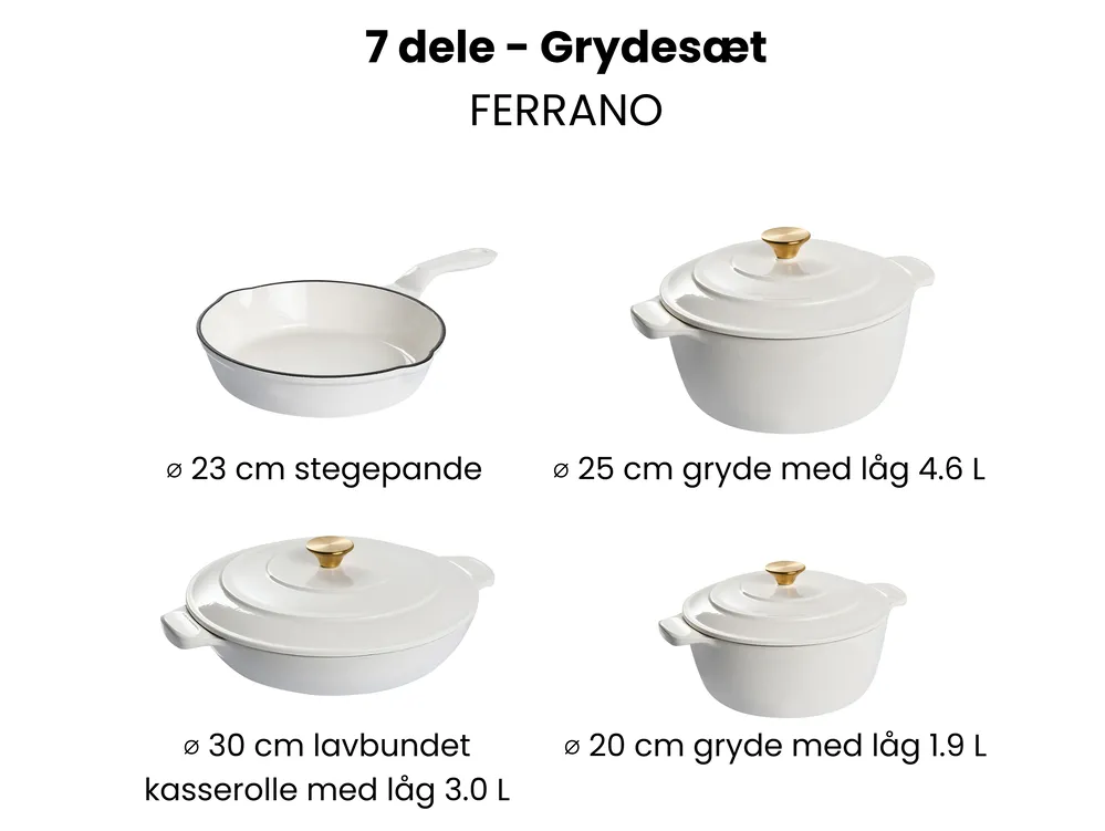 7-delt støbejernssæt FERRANO Cremehvid_1073582