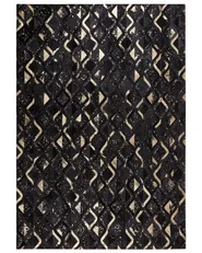 Tappeto DEVELI Nero 140 x 200 cm Pelle naturale_850969