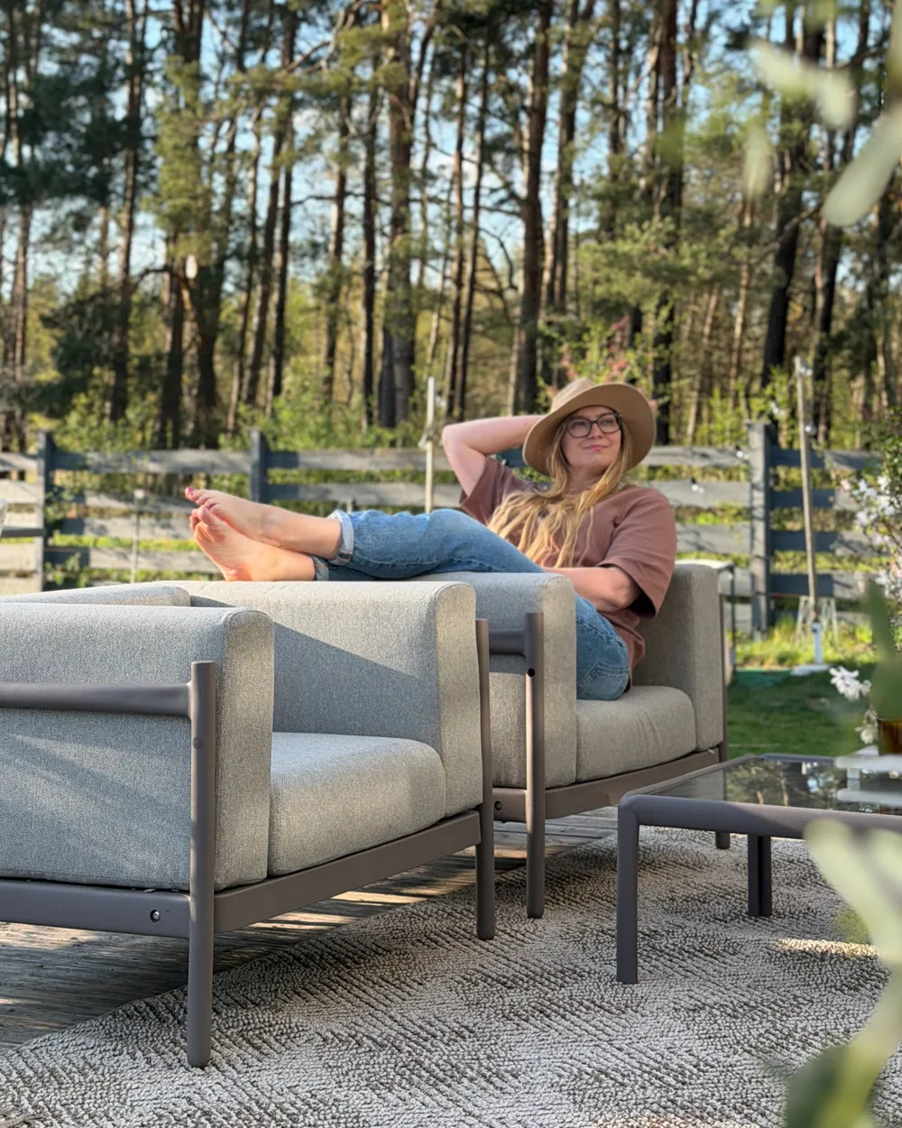 Garden Lounge Set with Table 4 Seater FERRETTI Taupe_1072065