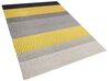 Teppich Wolle grau / gelb 160 x 220 cm Streifenmuster Kurzflor AKKAYA_800082
