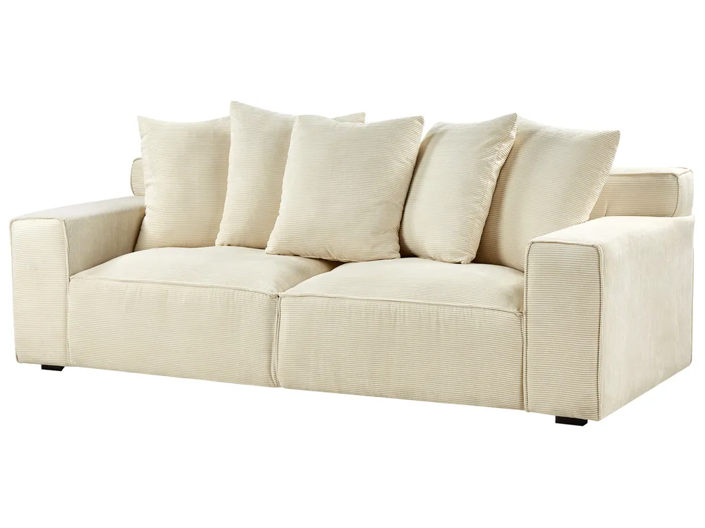 Divano 3 posti VISKAN Velluto a coste Beige chiaro_933816