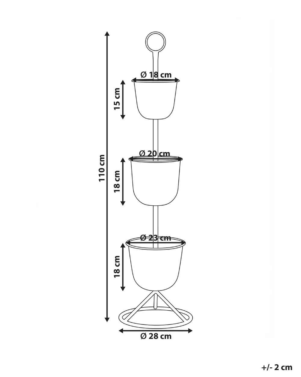 Kwietnik RENGE 28 cm Metal Brązowy_1033068