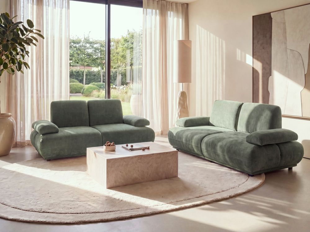Living Room Set 5 Seater NACKA Light Green