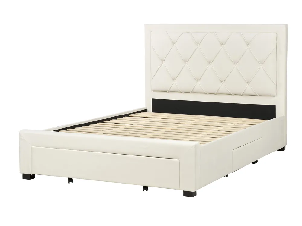 Bed with Storage Drawers LIEVIN Velvet Light Beige 140 x 200 cm (EU Double)_902395