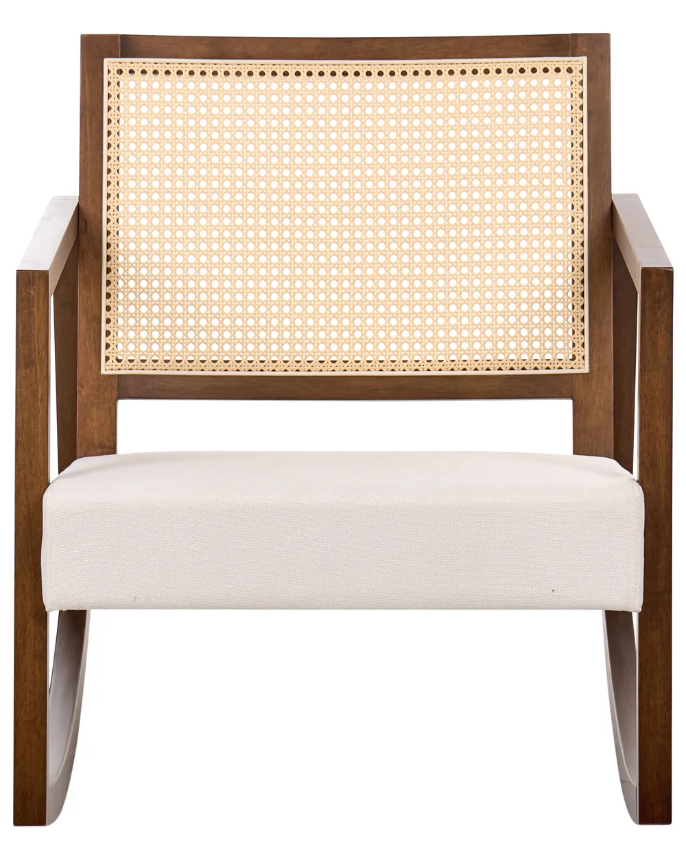 Poltrona a dondolo LEIDY Legno Marrone/Beige chiaro_1070663