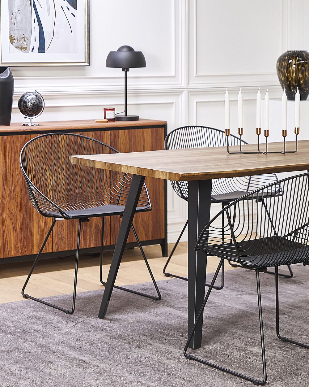 Set of 2 Dining Chairs AURORA Metal Black Beliani