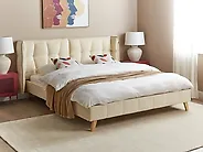 Bed Velvet SENLIS 160 x 200 cm (EU King Size) Beige_1178889
