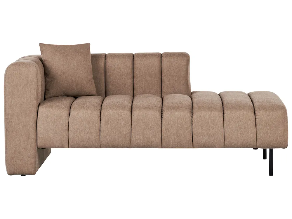 Left-Hand Chaise Longue LANNILS Fabric Light Brown