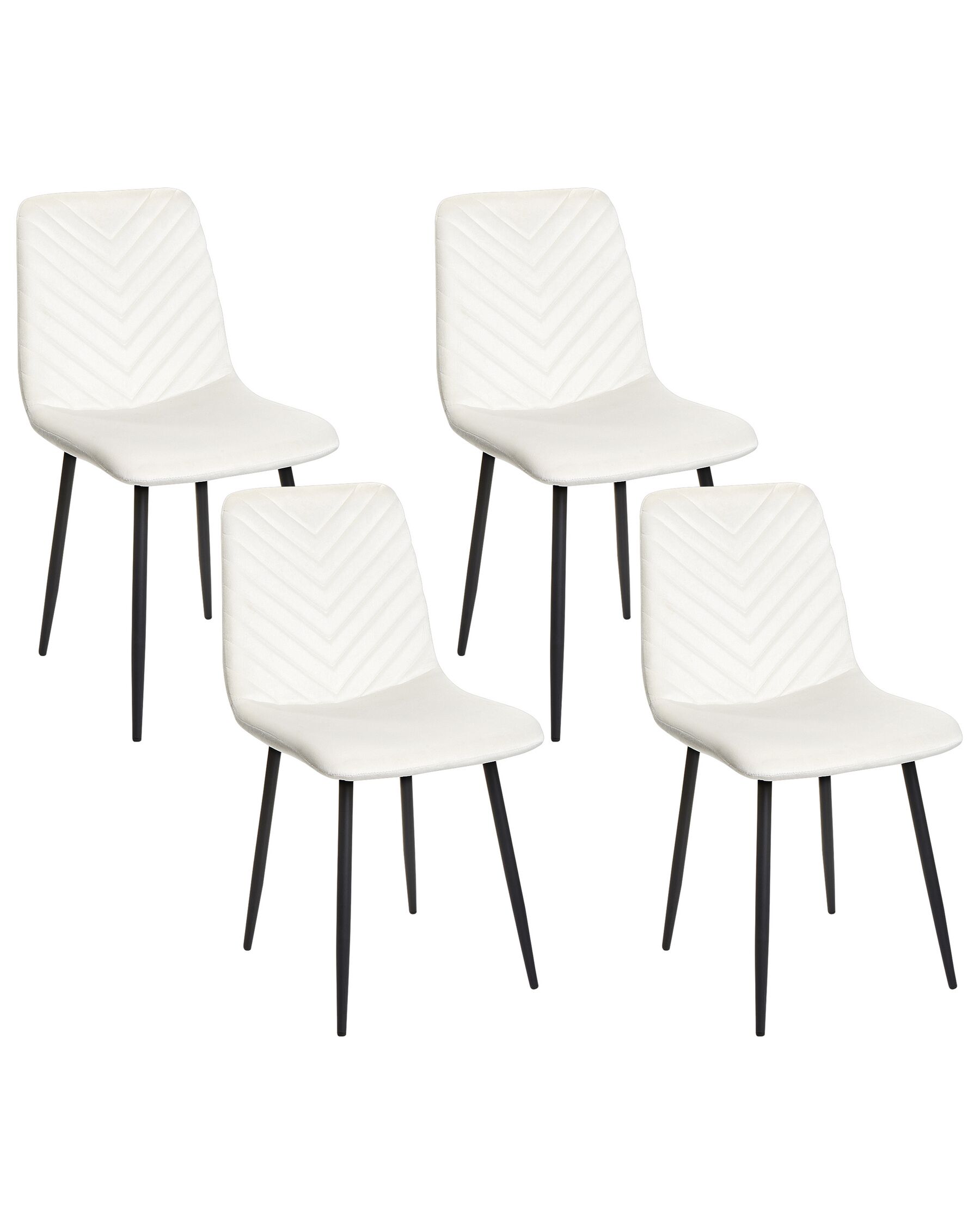 Lot de 4 chaises en velours blanc cassé HAVRE_929283