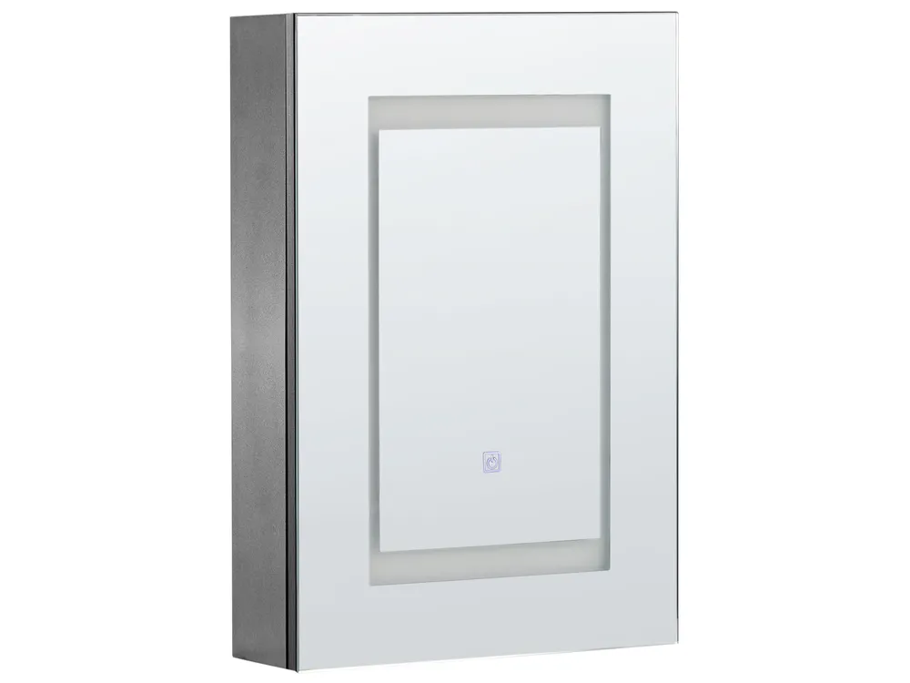 Szafka łazienkowa wisząca z lustrem LED MALASPINA 40 cm 60 cm Czarny