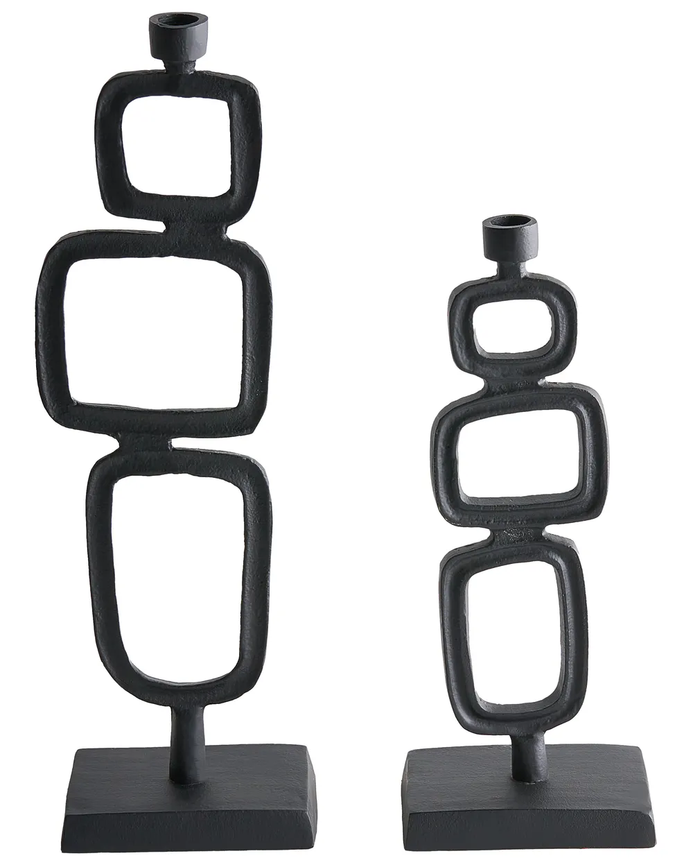Zestaw 2 świeczników SIPANJE 35/48 cm Metal Czarny_1013038