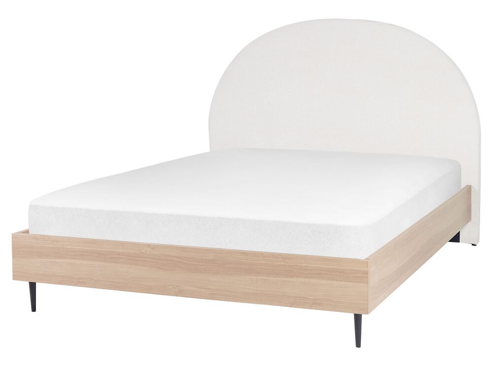 Bett mit Lattenrost Stoff MILLAY 160 x 200 cm Cremeweiß