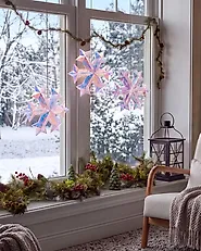 Zestaw 3 dekoracji wiszących LED MULTIA 25 cm Śnieżynka Kolorowy_1186411