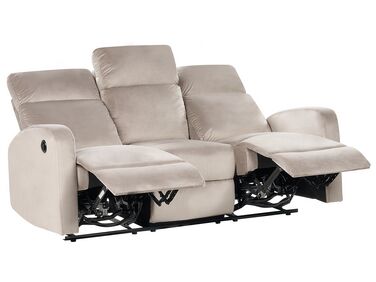 3-Sitzer Sofa Samtstoff taupe elektrisch verstellbar VERDAL