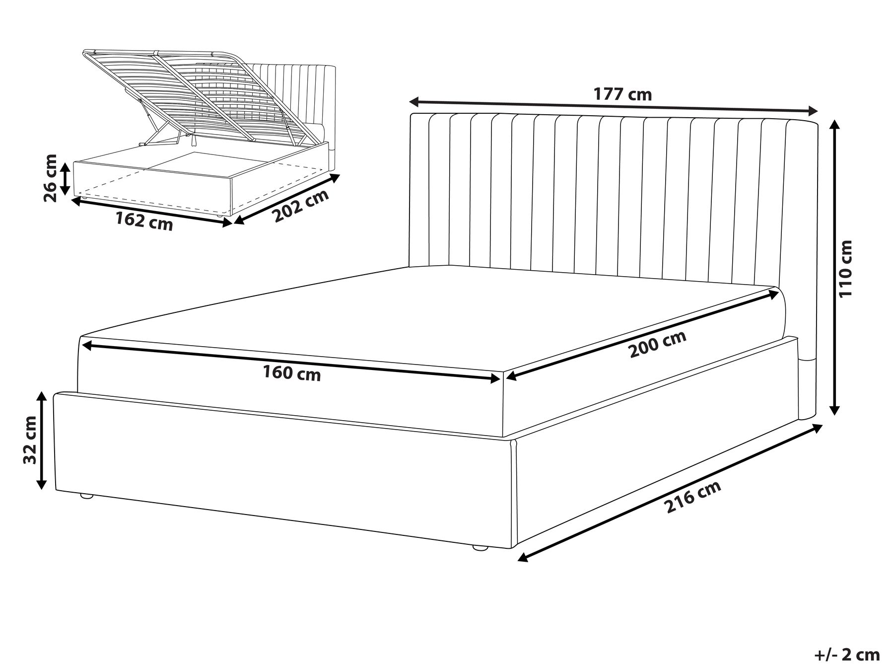 Fabric EU King Size Ottoman Bed Beige VION_901843 Fabric EU King Size Ottoman Bed Beige VION_901843