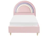 Kids Bed Rainbow Velvet LANDEILLAU 90 x 200 cm (EU Single) Pink_984259