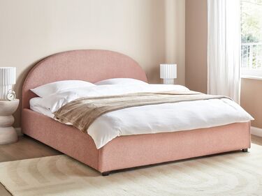 Boucle EU Super King Size Ottoman Bed Pastel Pink VAUCLUSE