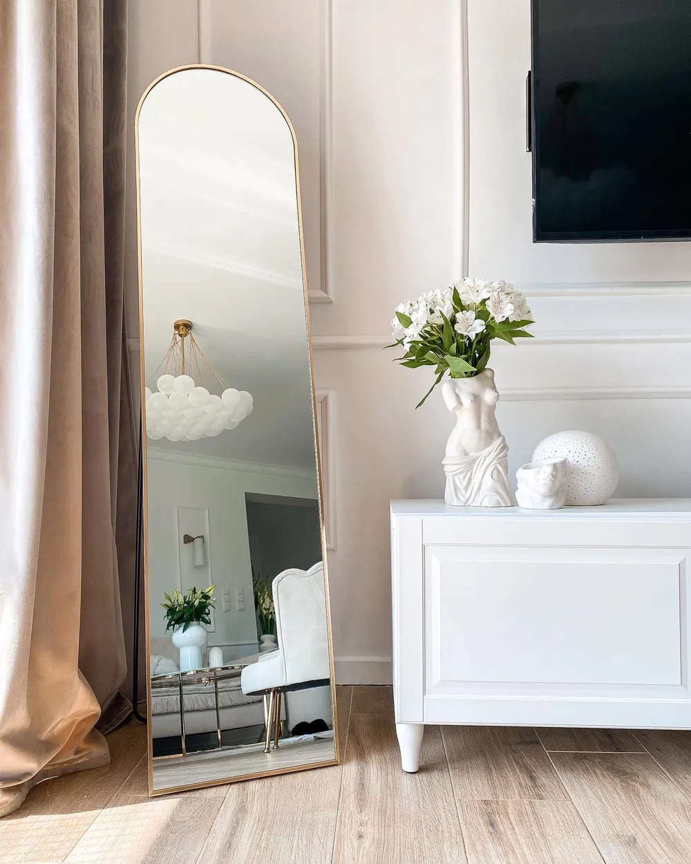 Grand Miroir Pleine Longueur, Miroir Mural Ou Sur Pied Rectangulaire 40 X 160 Cm Avec Eclairage Led 3 Couleurs Blanc 75186146