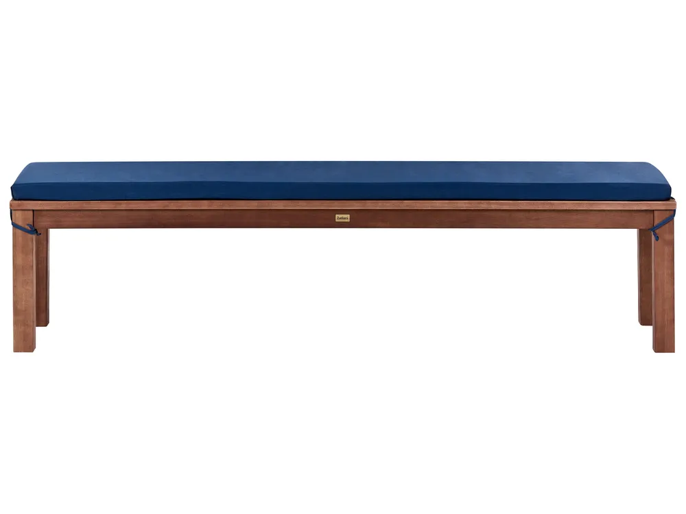 Garden Bench with Cushion MONSANO 170 cm Eucalyptus Wood Blue