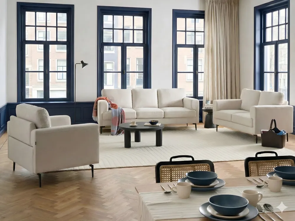 Sofa 2 Seater LOUSTO Fabric Light Beige_1043928