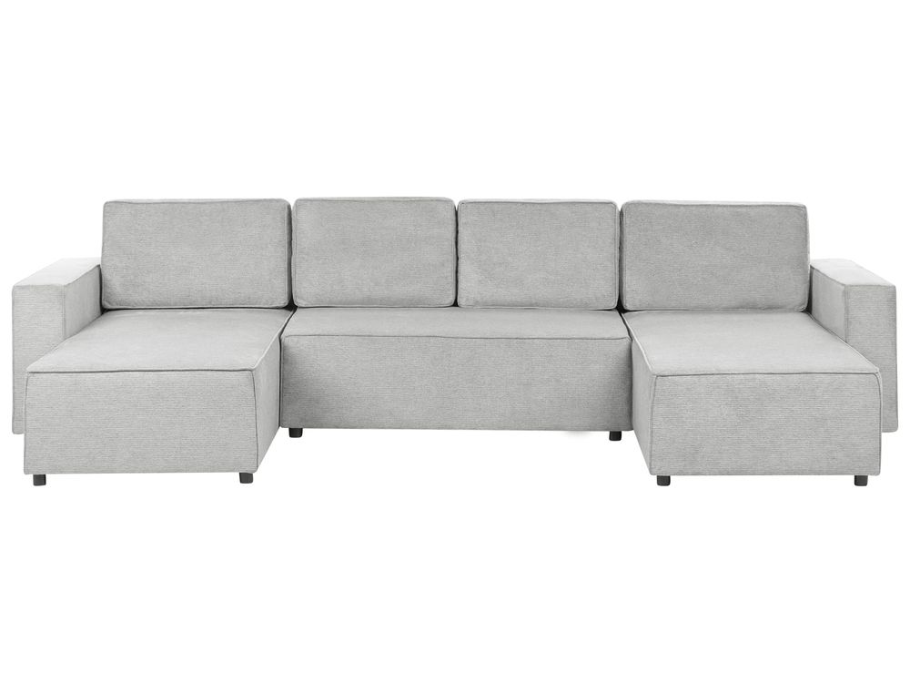 U-Shape Sofa Bed 4 Seater VATNE with Storage Fabric Grey