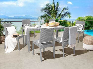 6 Seater Garden Dining Set Light Grey FOSSANO