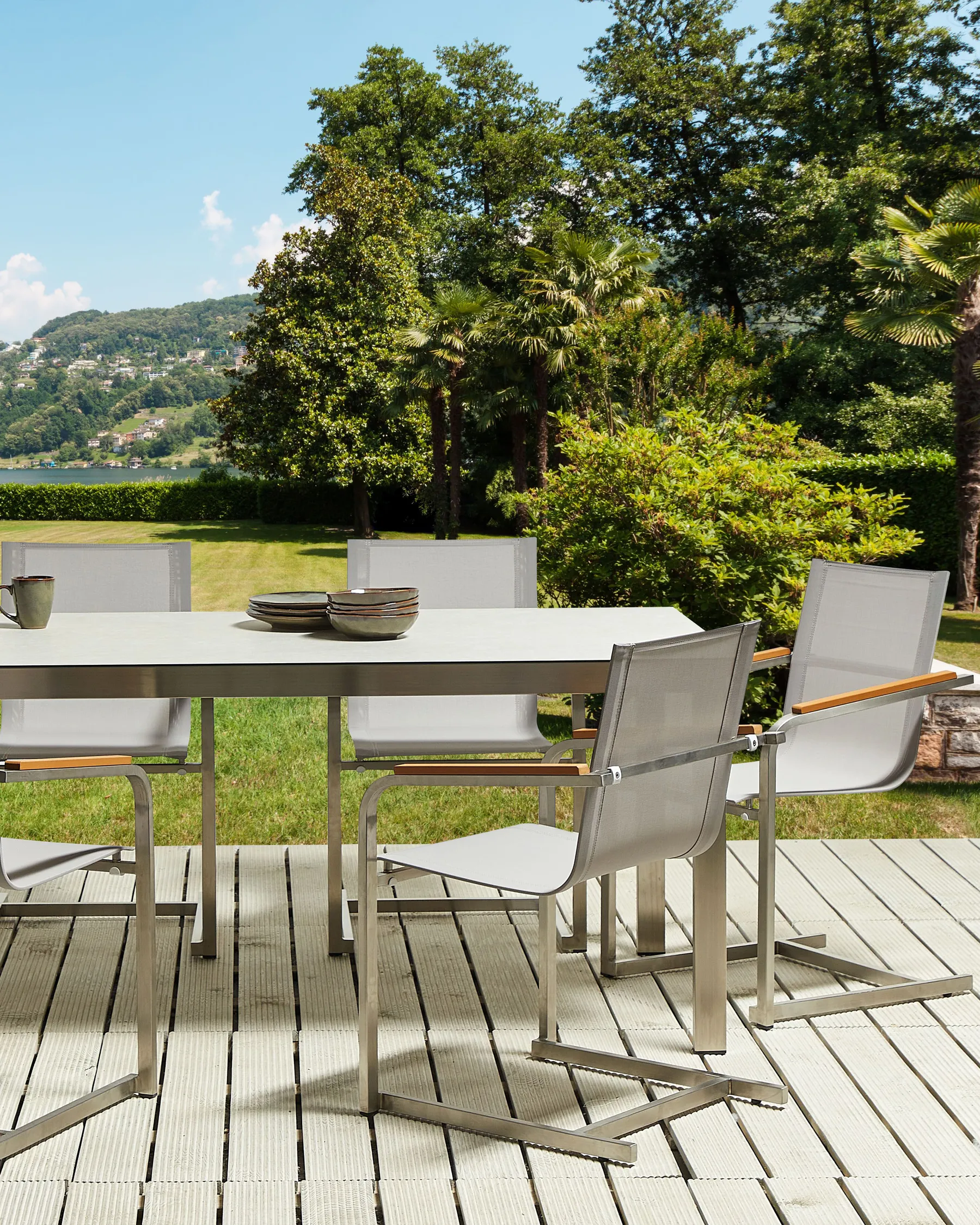 Set of 2 Garden Chairs COSOLETO Stainless Steel Beige_776960